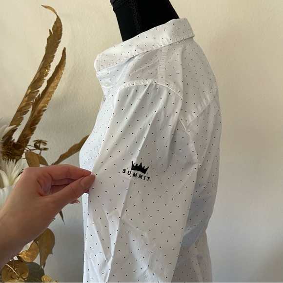 Banana Republic Summit Riley Tailored Fit White with Black Polka Dots NWOT - Picture 2 of 13